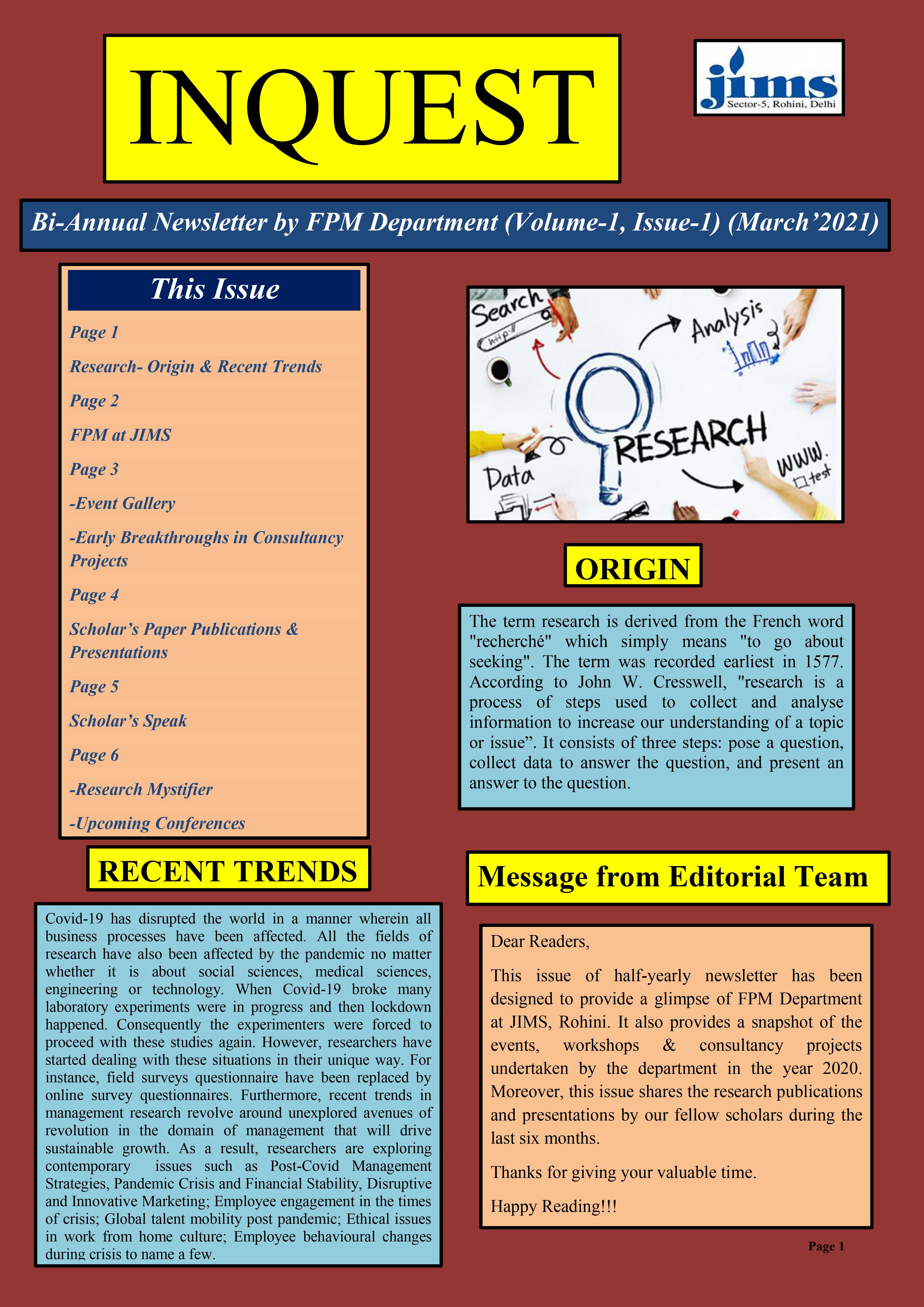 JIMS FPM(2021) Online newsletter [Volume1-Issue-1]