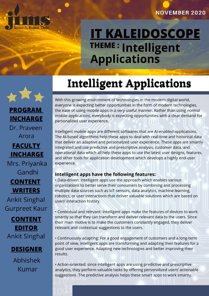 JIMS IT Flash Newsletter :Intelligent Applications
