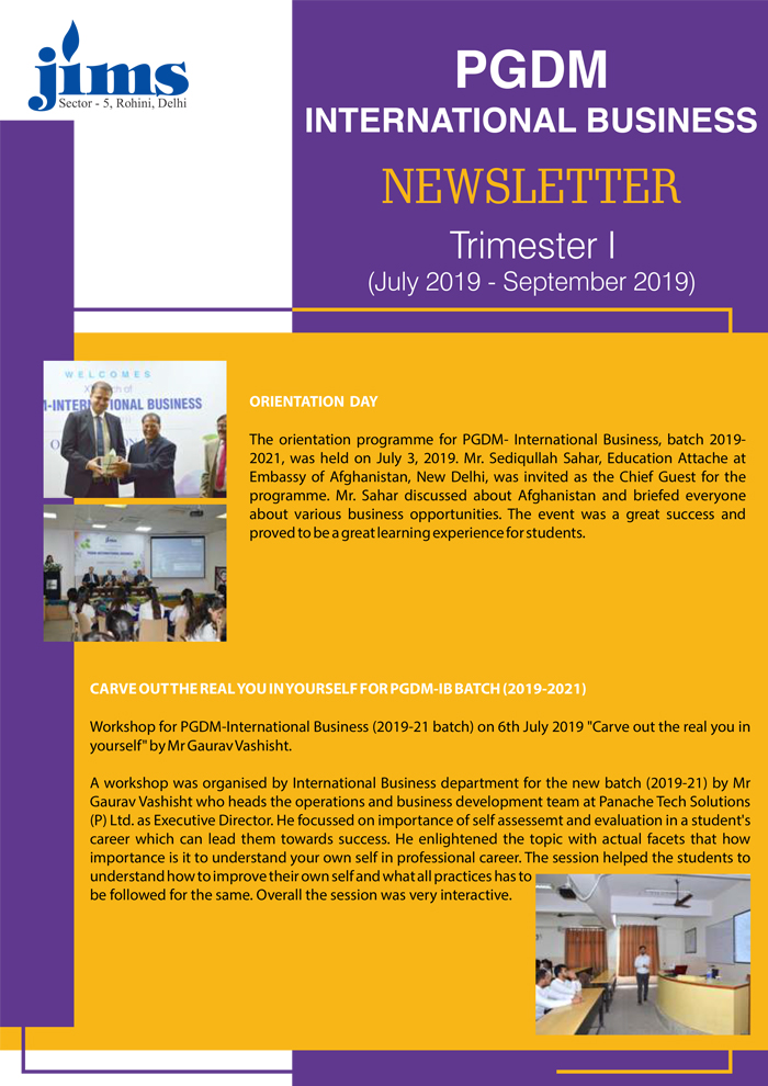 JIMS PGDM-IB Online newsletter [Trimester-IV]