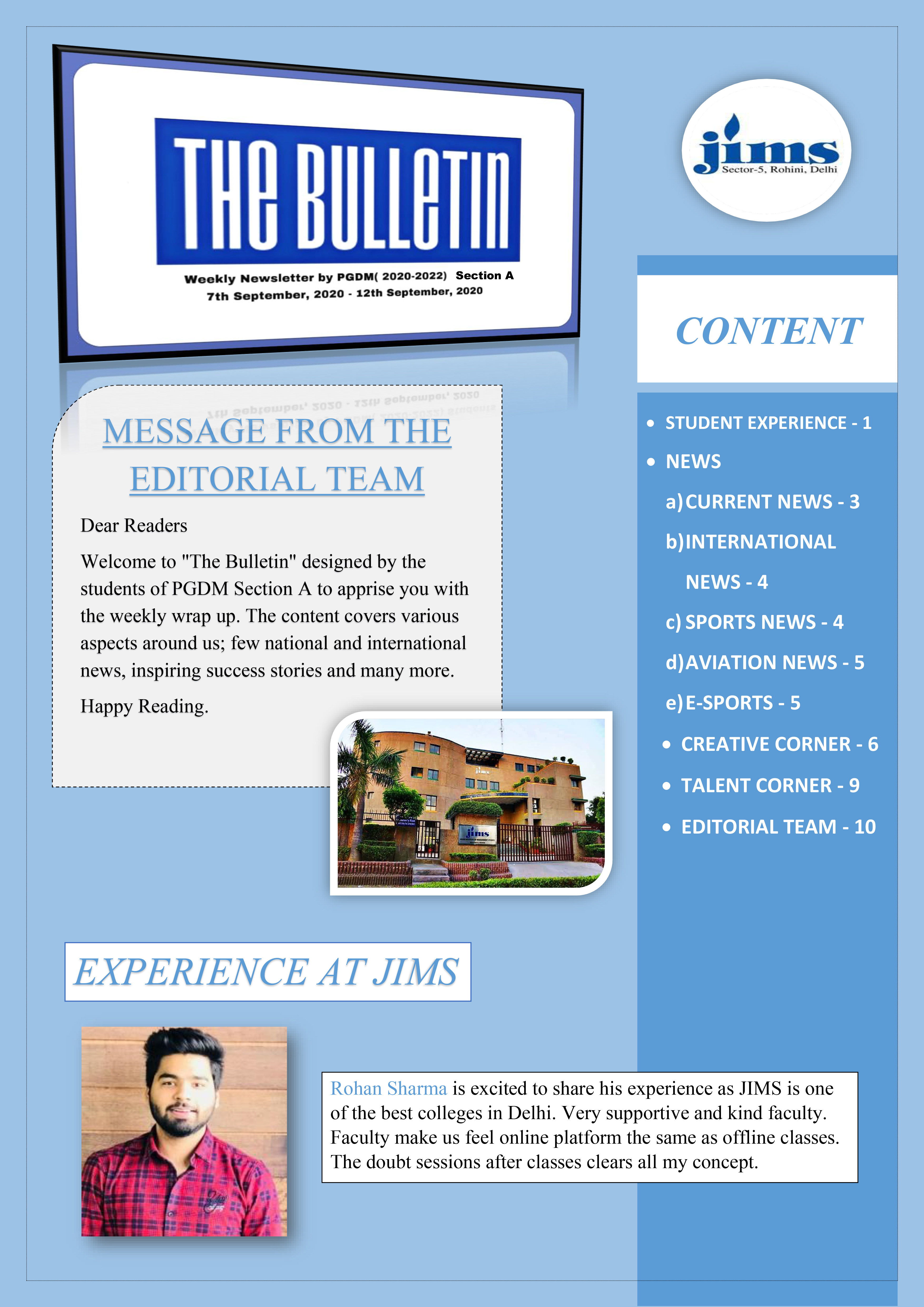 The Bulletin  7th September, 2020 to — 12th September, 2020