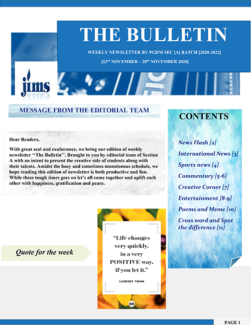 The Bulletin  23rd November, 2020 to — 28th November, 2020