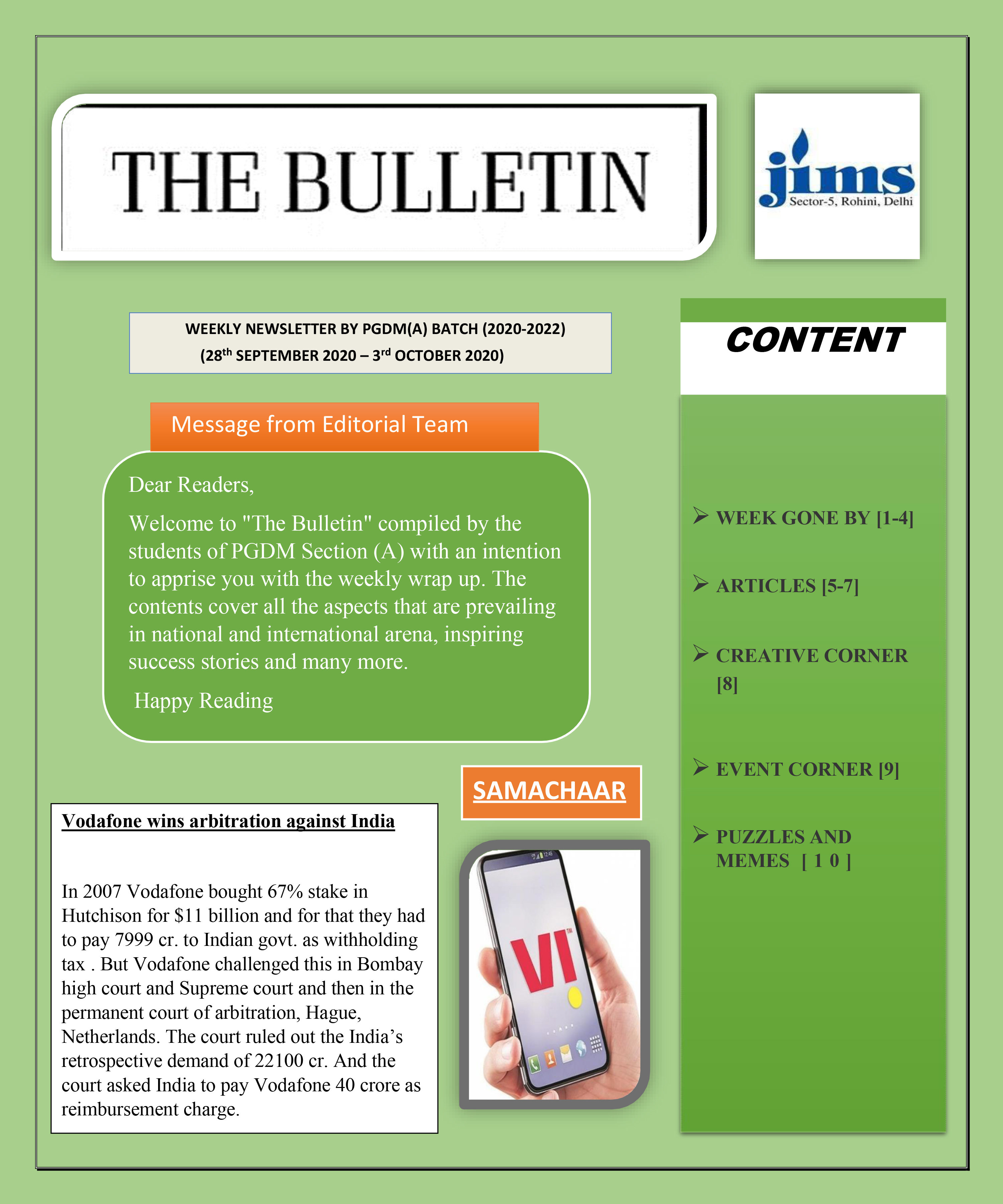 The Bulletin  28th September, 2020 to — 3rd October, 2020