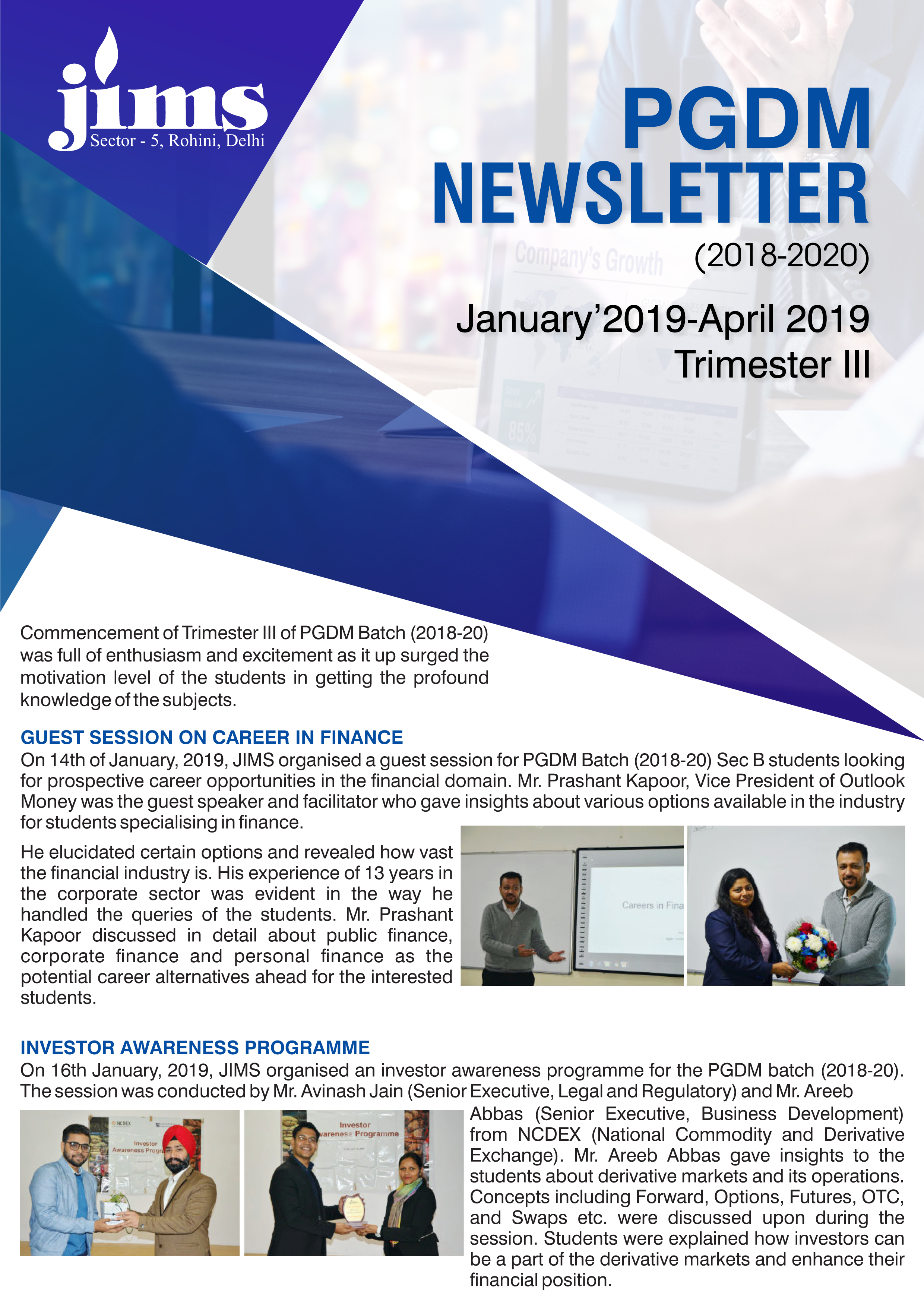 JIMS Rohini PGDM Online newsletter [2019]