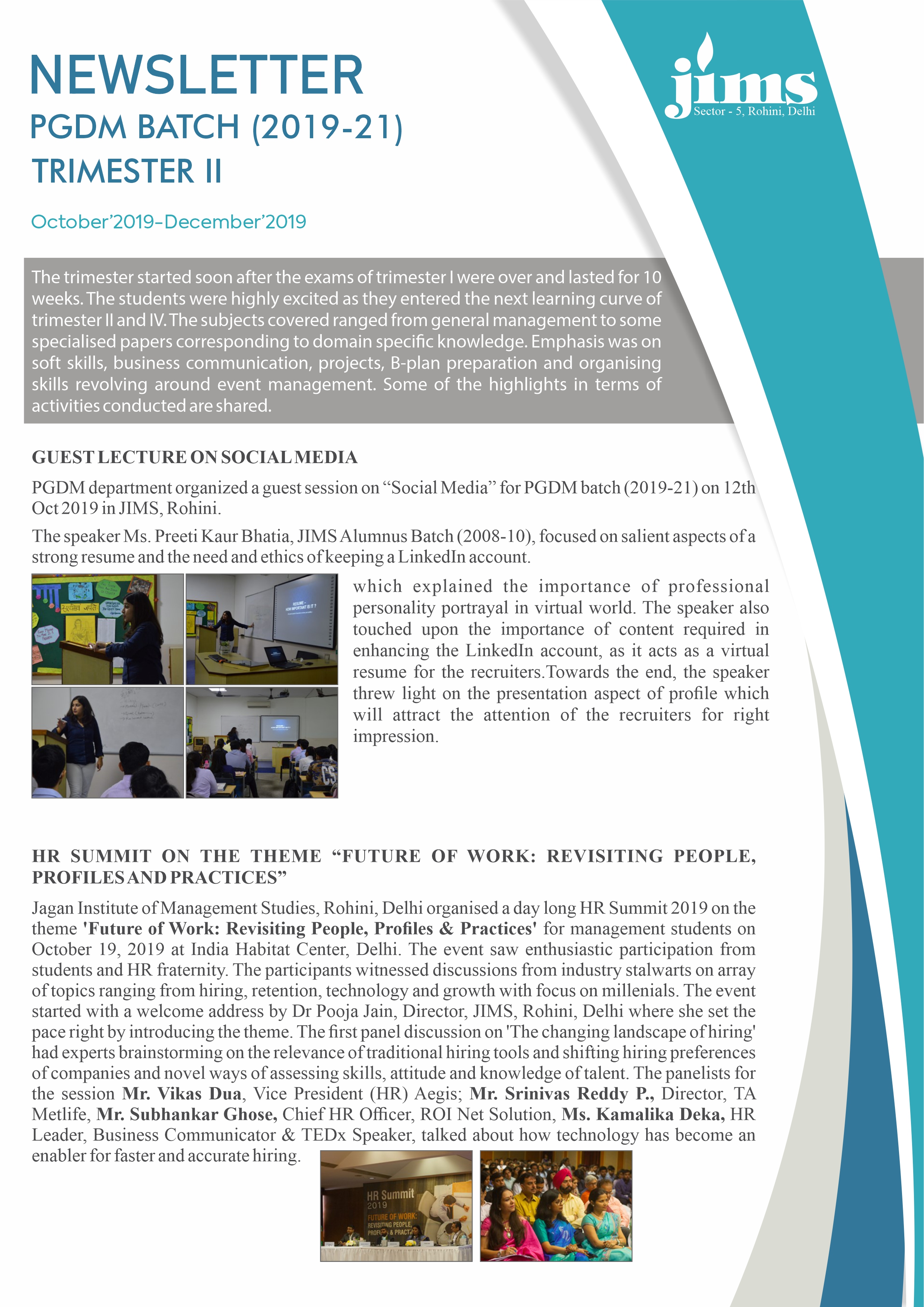 JIMS Rohini PGDM Online newsletter [Oct - Dec 2019]