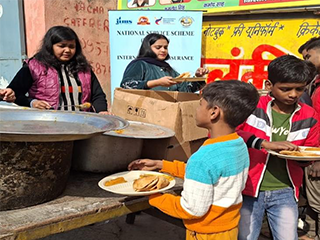 providing them with aloo puri