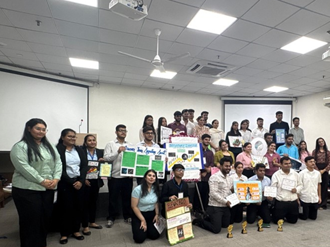 team presenting AI project