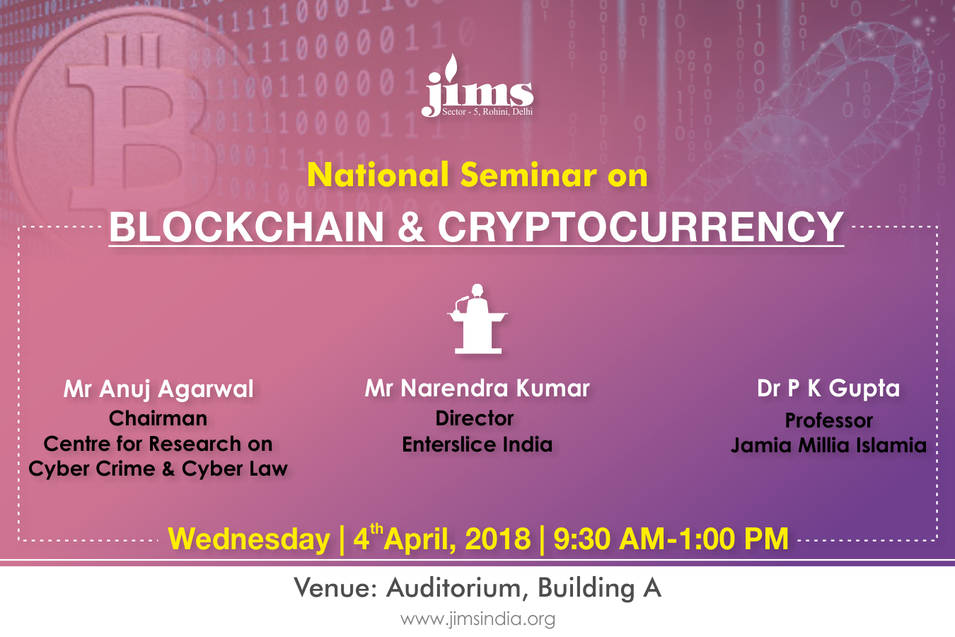 National Seminar on Blockchain and Cryptocurrency @ JIMS Rohini